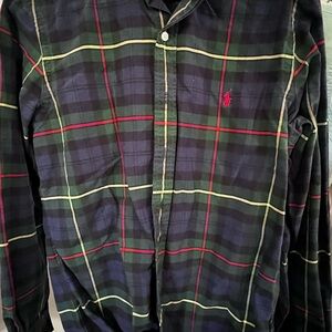 Ralph Lauren Men's Plaid Shirt - Navy and Green